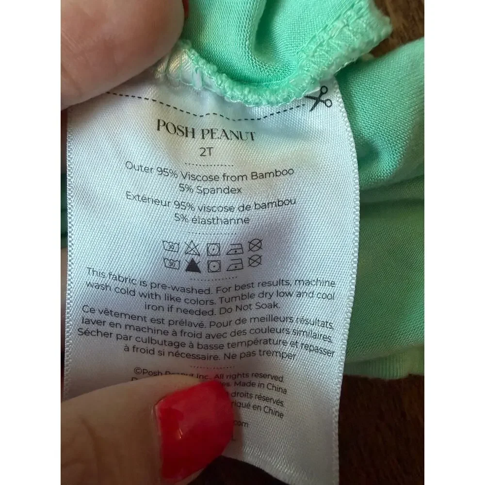 Posh Peanut ruffled sleeveless bubble romper teal 2t